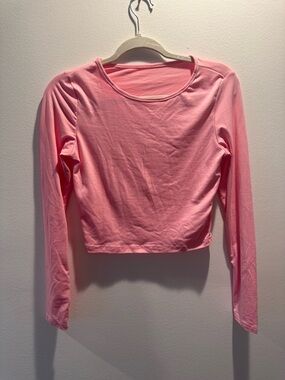 SHEIN Coral Pink Long Sleeve Cropped Top
